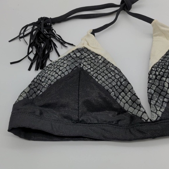 PilyQ Boa Color Block Triangle Bikini with Tassels - Picture 3 of 10
